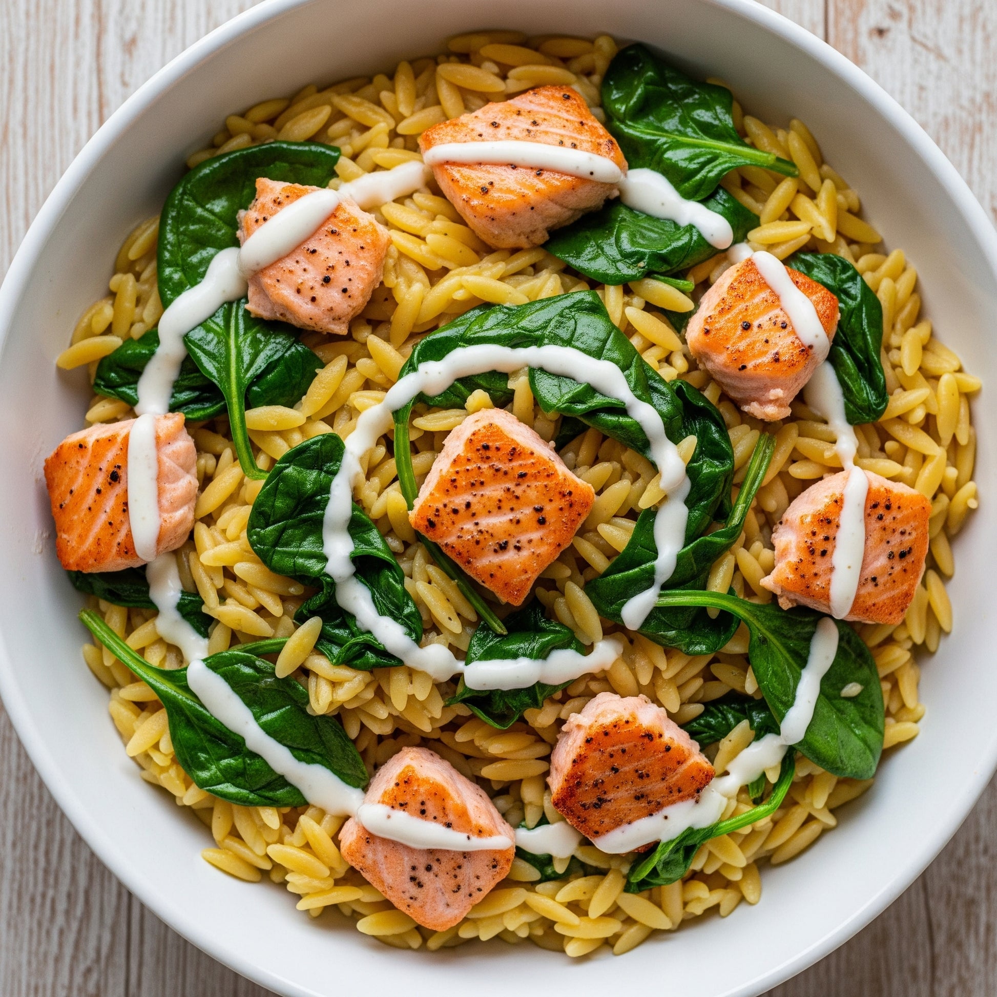 Krémové orzo se špenátem a lososem